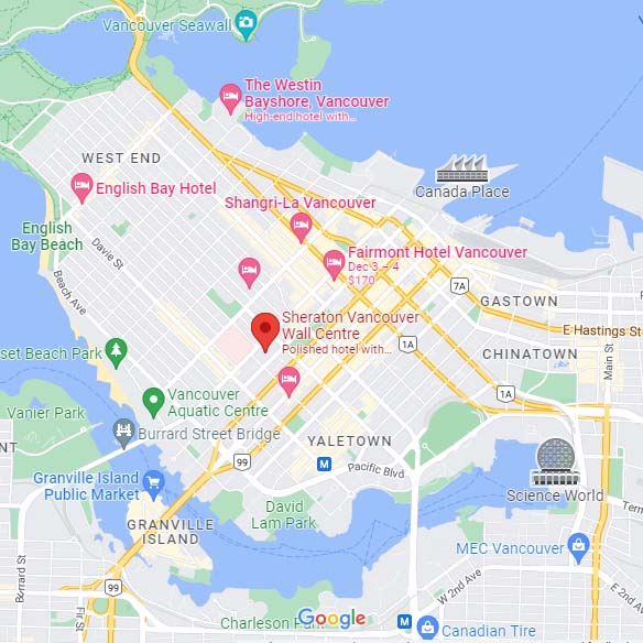 Map of Vancouver with Wall Centre